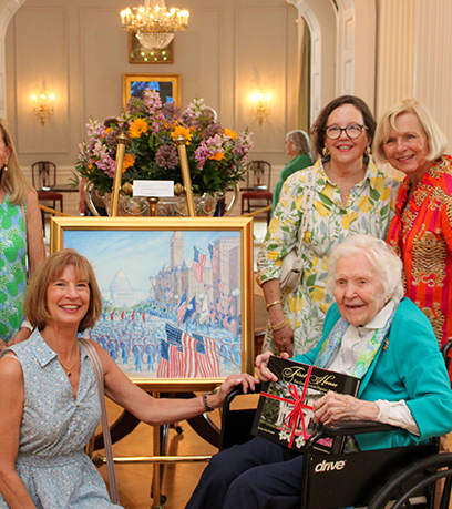 श्रीमती औल्ड की पेंटिंग के साथ एक तस्वीर।